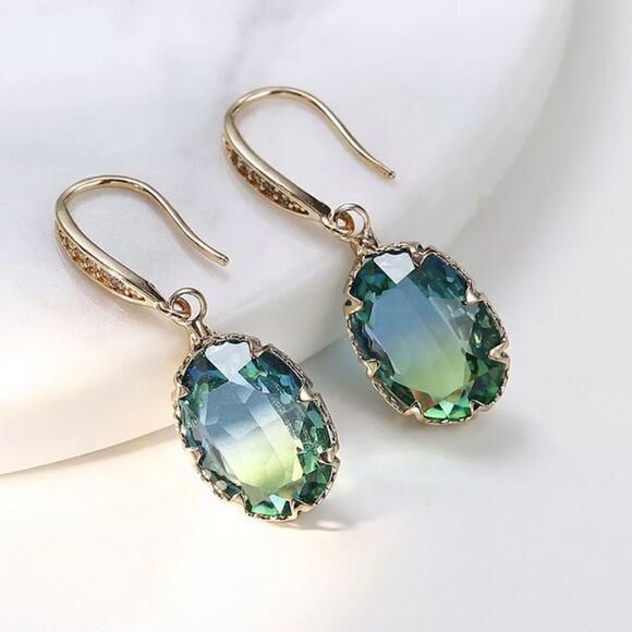 #40 Re-Stocked❗️Tourmaline Oval Dangle Earrings - Picture 5 of 8